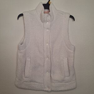 AERIE Sleeveless Comfy Sherpa Vest in Off White Cream Size Medium